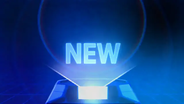 Holographic NEW sign above a gaming adapter for latest script uploads